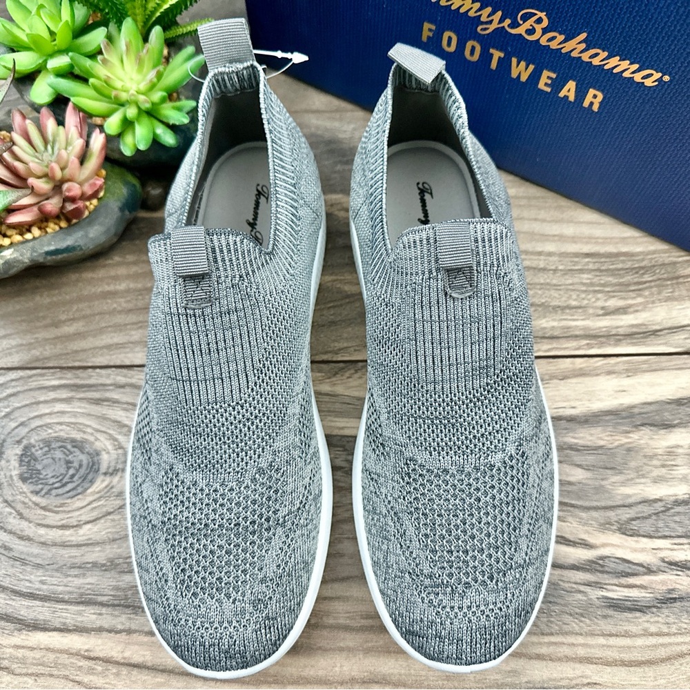 NIB Tommy Bahama Flint Knit Jogger Memory Foam Slip On Sneaker Charcoal - Picture 2 of 14